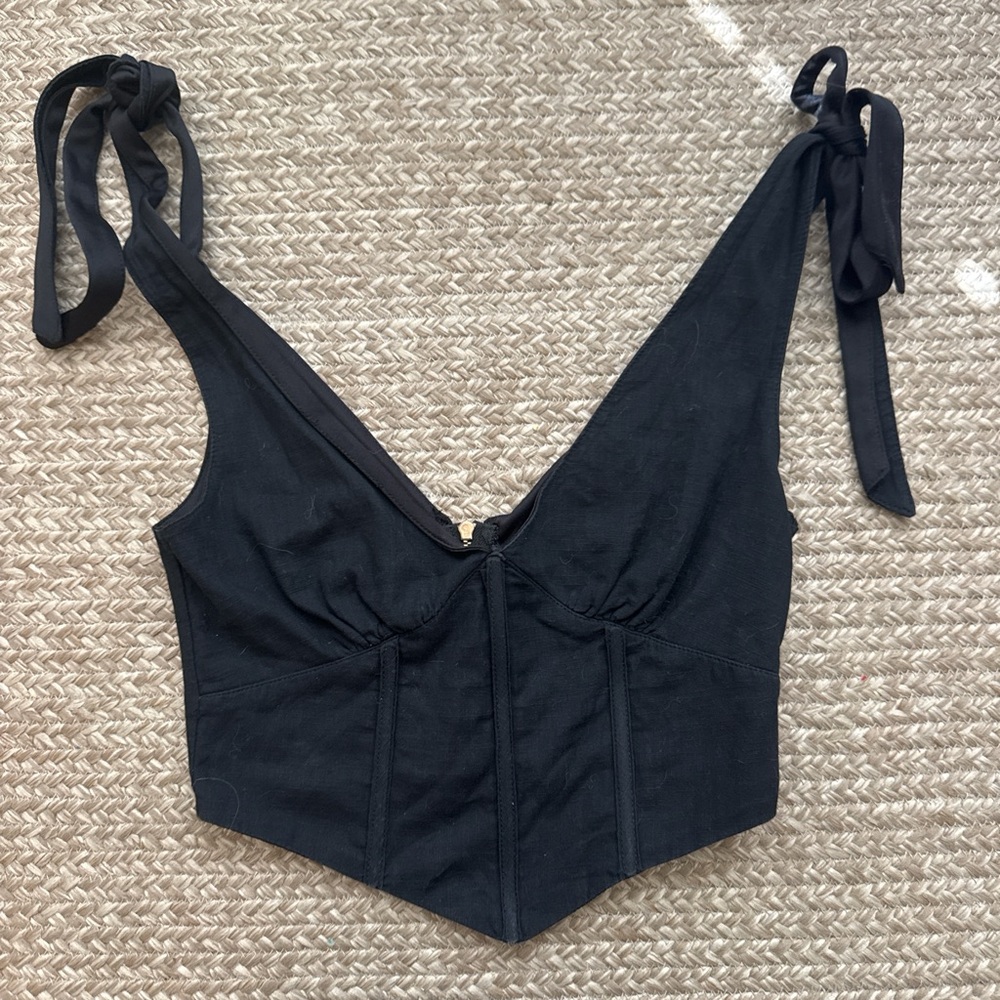 Black Women's Top with Tie Straps
